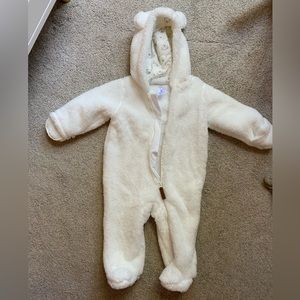 Carter’s zip up fleece one piece with hoodie and hand covers